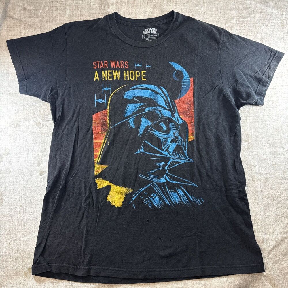 VTG Star Wars Darth Vader  T Shirt Size Large Black Sith Death Star A New Hope